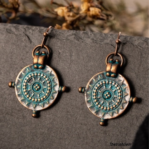 The Irish Gem Jewelry - Aztec Sun Calendar Earrings